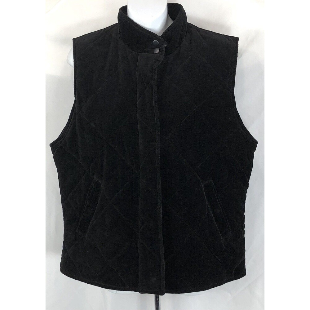 Vintage Comfort Zone Velvet  Vest M/L BIK Zip Snap Pockets Mock Collar 90s Y2K